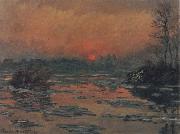 Claude Monet Sunset on the Seine in Winter oil painting